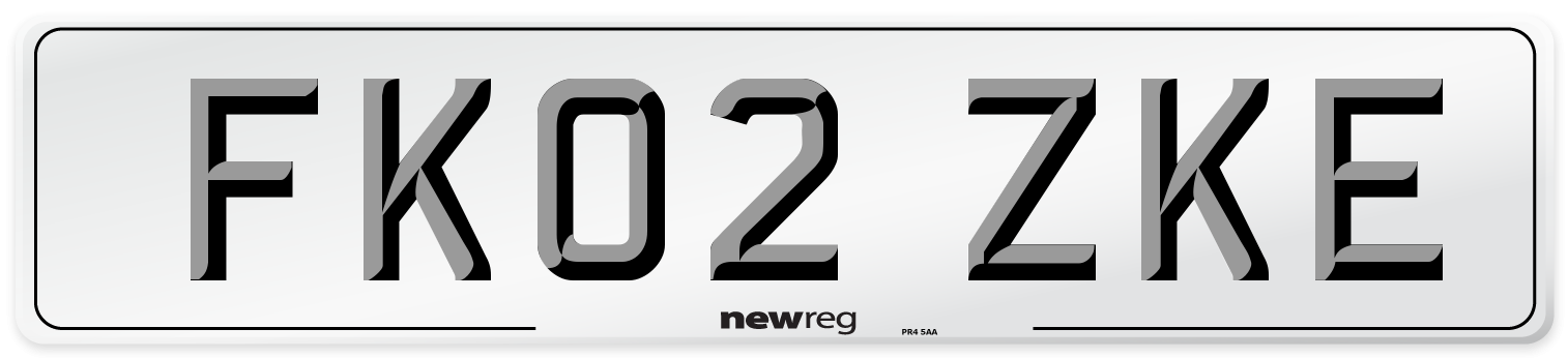 FK02 ZKE Number Plate from New Reg